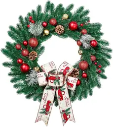 24 Inch Prelit Christmas Wreaths with 60 Lights-1pcs