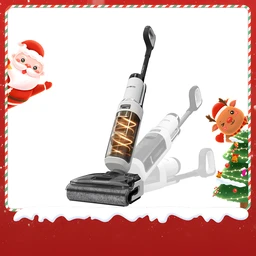 Tineco Floor One Stretch S6 Nass Trockensauger, 180°-Flachdesign Saugwischer 13cm Liegehöhe, 70°C 5min FlashDry Selbstreinigung, 3-Seitige Kantenreinigung 40min Laufzeit Reinigung unter tiefen Möbeln