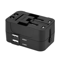 Wozinsky WUTWC 24W Universal-Reiseadapter (EU/US/AUS/UK-Stecker + 2x USB-A) - Schwarz