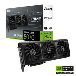 ASUS Prime GeForce RTX 5070 12 GB GDDR7 OC Edition Gaming-Grafikkarte (NVIDIA Blackwell-Architektur und DLSS 4, 2,5-Slot-Design, SSFF, PCIe 5.0, 3x DisplayPort 2.1b, 1x HDMI 2.1b, PRIME-RTX5070-O12G)