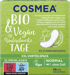 Cosmea Slipeinlagen Bio Normal, normal, unparfümiert, aus Bio-Baumwolle, 48 Stück