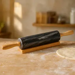 Maison by Premier Marmore Black Marble Rolling Pin With Wooden Handles