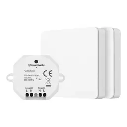 Kit DEWENWILS de 2 interrupteurs muraux sans fil pour lampe, portée 30 m, sans câblage, 2300 W, blanc