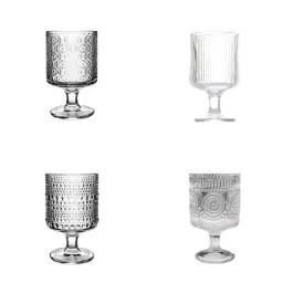  4-Piece Elegant Glass Goblet Set Crystal Clear Stemware Wine Champagne Glasses            