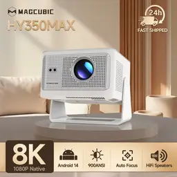 [900ANSI&Auto Focus] Magcubic HY350MAX 8K Support Native 1080P Full HD Projector, Auto Keystone Movie Projector with WiFi 6 & BT 5.4, Android 14 with Built-in Apps, Smart Projector for Home Theater