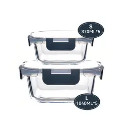 JORDAN&JUDY Frischhaltedose-Set, schwarz, 10-teiliges Set, aus hochgelechtem Borosilikatglas (1040 ml x 5 + 370 ml x 5), luftdicht abdichtbare Deckel, Büro-Lunchbox-Set