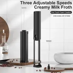 Milk Frother Handheld Rechargeable，Electric Milk Frother with 3 Speeds, 1200mAh  Battery, 7s Quick Foam, Lightweight Handheld Whisk, 10,000RPM Max, Daily Waterproof, Mixer for Lattes, Cappuccino, Matcha, Egg, DQMF-001