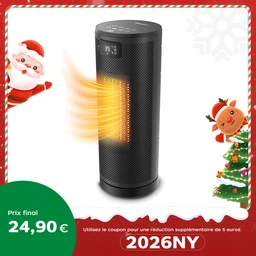 OmniHeat Radiateur Soufflant Céramique 1800W avec Télécommande, 4 Modes de Chauffage & Mode Éco, Minuterie 24 h, Thermostat Réglable 5–35 °C, Chauffage Oscillant, Protections de Sécurité