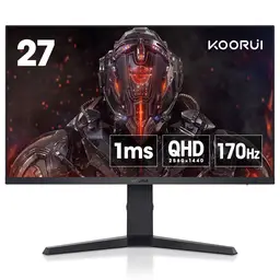 KOORUI 27" Gaming Monitor, 170Hz, IPS, QHD 2560x1440, HDR400, 1ms, Adaptive Sync, Height Adjustable 27E3Q