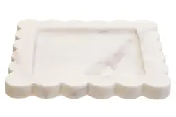 Fifty Five South Decorative Tray Savio Scallop Marble White Small