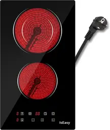 IsEasy Domino Doppel Glaskeramikkochfeld, 3200W, Sensor-Touch-Bedienung, 9 Leistungsstufen, Überhitzungsschutz, Kristallglasoberfläche, 1–99 Min Timer, Für alle Töpfe
