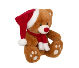 Brown Bear Plush with Hat, 34 cm tall, brown