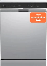Midea MDWEF1433D(SS)-WG-UK Freestanding Full Size Dishwasher With Cutlery Tray, Stainless Steel, C Rated