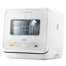 Comfee Mini lave-vaisselle de plan de travail, 6 programmes, Lavage vapeur et Soins bébé/fruits, Démarrage différé, Stockage 72 h, sans installation - Blanc, Classe énergétique D