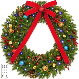 48 Inch Kerstkrans met 200 Lichtjes - 1 stuk