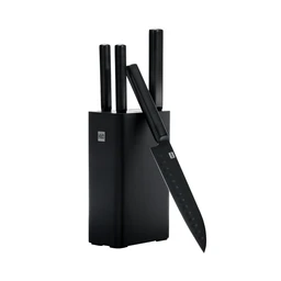 Huohou High-Carbon Stainless Steel Kitchen Knife Set – 50Cr15MoV Blades with Food-Safe Nano Nonstick Coating, Ergonomic Handle, Corrosion & Wear Resistant, Modern Matte Black Minimalist Design