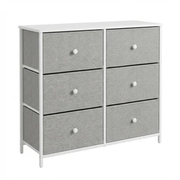 SONGMICS Kommode mit 6 Stoffschubladen, Metallrahmen, hellgrau/weiß, 80x71x30cm