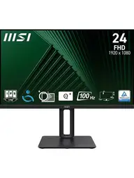 MSI Monitor - PRO MP245PG 23.8" LED IPS Full HD 100Hz with Speakers and Adjustable Height for Professional and Personal Use