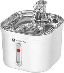 Molly&Cody Spring Trinkbrunnen für Katzen & Hunde (2L Wasserkapazität, Automatischer Wasserspender, Ultra-leise Wasserpumpe, Sichtbarer Wasserstandsanzeiger, 3-stufiges Filtersystem, Kompakt, Edelstahl)