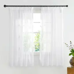 PONY DANCE Transparente Vorhänge Leinenoptik Bleistiftfalten, 2 Paneele B140 x L160 cm, Weiß