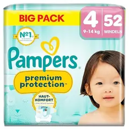 Pampers Premium Protection Size 4 Maxi (20-31 lbs) Big Pack 52 Pieces