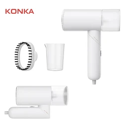 KONKA Foldable Garment Steamer, 1000W Steam Ironing, 20s Fast Heat-Up, Compact & Lightweight, Safety Fold Design, Portable for Travel - White