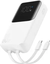 Kompakter Powerbank mit eingebautem Kabel Joyroom JR-PBC06 30W - weiß