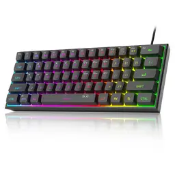 MageGee Mini 60% Gaming-Tastatur, RGB-Hintergrundbeleuchtung, 61 Tasten, ultra-kompakte Tastatur, TS91 ergonomische, wasserdichte mechanische Office-Tastatur für PC, MAC, PS4, Xbox ONE Gamer (Schwarz)