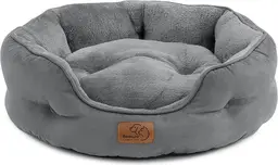Waschbares Katzenbett BEDSURE mit doppelseitigem Innenkissen für Katzen oder kleine Hunde - Größe S - 51x48x15cm - Grau