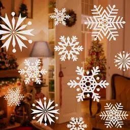 SALCAR 100-Piece Christmas Sticker Set, Snowflake Window Decorations, Christmas Window & Door Decorations, Self-Adhesive Christmas Stickers with 4 Designs in 3 Sizes