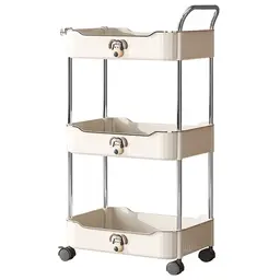 Maxcook 3-laags rollende gereedschapswagen met handvat, multifunctionele opbergwagen met wielen, wit