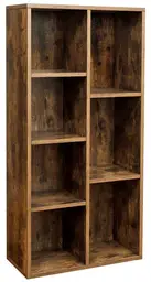VASAGLE Bücherregal, Holzbücherregal mit 7 Fächern, Freistehende Aufbewahrungseinheit für Akten, Dekoration, im Arbeitszimmer, Wohnzimmer, Schlafzimmer, 24 x 50 x 106 cm, Rustik-Braun