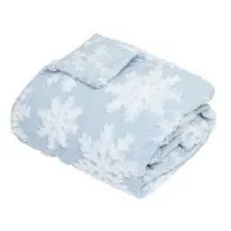 Snowflake Decor Throw, 130 x 180 cm, Blue, Polyester