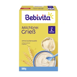 BEBIVITA Milchbrei Grieß, zuckerfrei, ab 6. Monat, 500g
