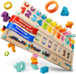 FILAPEN® Montessori Spielzeug ab 3 Jahren I Pädagogisches Motorikspielzeug I Farben & Zahlen Lernen I Labyrinth Magnetspiel aus Holz