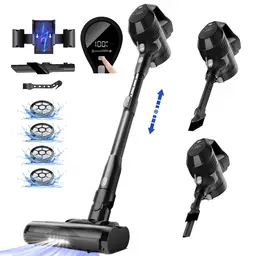 Daynee Aspirateur sans fil , aspirateur sans fil 58 kPa avec écran, aspirateur sans fil, HEPA*4, aspirateur sans fil pour poils d'animaux, tapis et sols durs