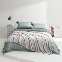 Luolai Couverture de nuit en velours à bords roulés de classe A, super douce, grise