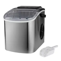 Daewoo Ice Maker - 12kg, Portable With Handle, 9 Bullet Cubes In 6 Minutes With 2 Size Options, 12kg In 24h, Self-Cleaning, Scoop And Ice Basket Included, For Bar, Home, Office