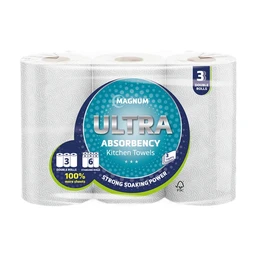 Magnum Ultra Double Kitchen Towel 3 Ply 3 Rolls