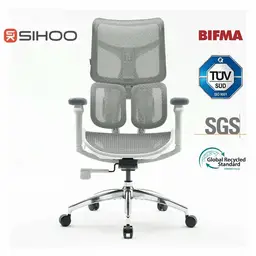 SIHOO Dora S100 Ergonomischer Bürostuhl, Weißer Rahmen, Weißes Netzgewebe