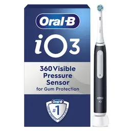 Oral-B iO3 Electric Toothbrush, 1 Toothbrush Head, 3 Modes with Teeth Whitening, 2 Pin UK Plug, Black