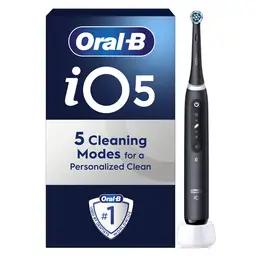 Oral-B iO5 Adult Electric Toothbrush, 1 Toothbrush Head, 5 Modes With Teeth Whitening, UK 2 Pin Plug, Black
