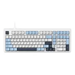 AJAZZ AK980 98% kabelgebundene mechanische Gaming-Tastatur - Regenbogen-Backlight - Hot-Swap-Unterstützung - Weiß & Blau