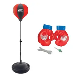 Kids Adjustable Boxing Set with Punching Bag and Gloves, Nylon and Iron Construction for Training