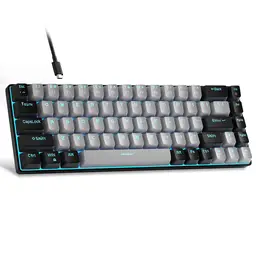 MageGee Tragbare 60% Mechanische Gaming-Tastatur, MK-Box LED-Hintergrundbeleuchtung Kompakte 68-Tasten Mini-Kabelgebundene Bürotastatur mit Blue Switch für Windows Laptop PC Mac - Grau/Schwarz
