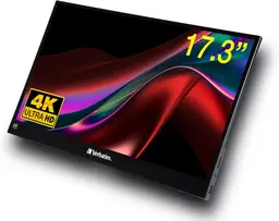 Verbatim Portable Touchscreen Monitor 4K, mobile 17.3" screen, portable HRD screen for laptop, tablet, smartphone, PS5 or Nintendo Switch with USB-C and HDMI connection, black.