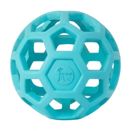 JW Hol-ee Roller Balle en caoutchouc à trous bleu - Diamètre 7,5 cm