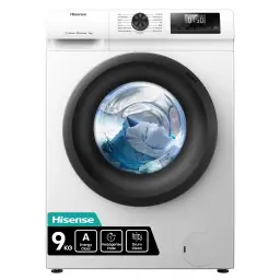 Hisense WF1Q9041BW Waschmaschine mit Dampffunktion / 9 kg / 1400 U/min / 15 Programme / Anti-Allergie-Programm / Babywäsche / AutoWash / Schnellwäsche 15 min / Daunen / Eco 40-60 °C / Power 49' / Energieklasse A / Weiß