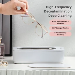Ultrasonic Cleaner, Glasses/Jewelry/Accessories, High-Frequency Vibration, Multi-Function, Easy to Operate, White Version