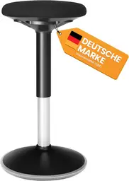 SONGMICS Standing Desk Chair, Active Stool, Ergonomic Wobble Stool, Balance Chair, Adjustable 22-31.9 Inches, Simple Assembly, Black